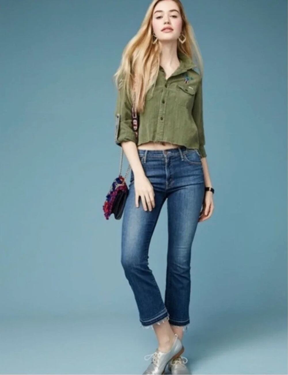 Mother The Insider Crop Undone Hem in Medium Kitty Size 26